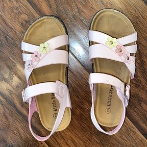 Girls pink and floral sandals